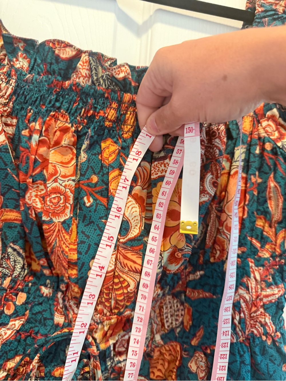 Ulla Johnson Teal Floral Puff-Sleeve Smocked Romper - Picture 3 of 5